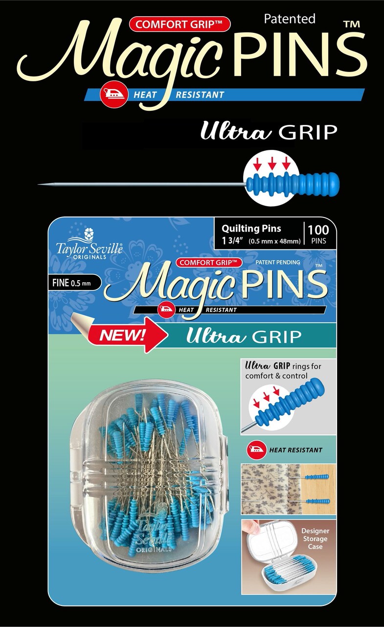 Taylor Seville Magic Pins - Ultra Grip Quilting Fine-Blue 100/Pkg